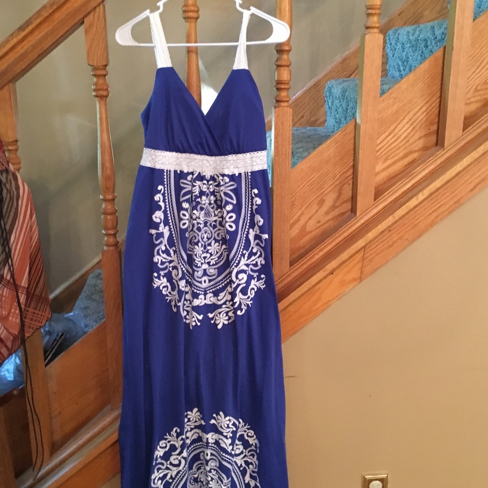 Long ornate blue dress Most Famous